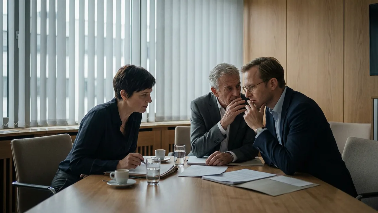 Vertrauliche Sanierungsverhandlung zwischen Unternehmer und Banken