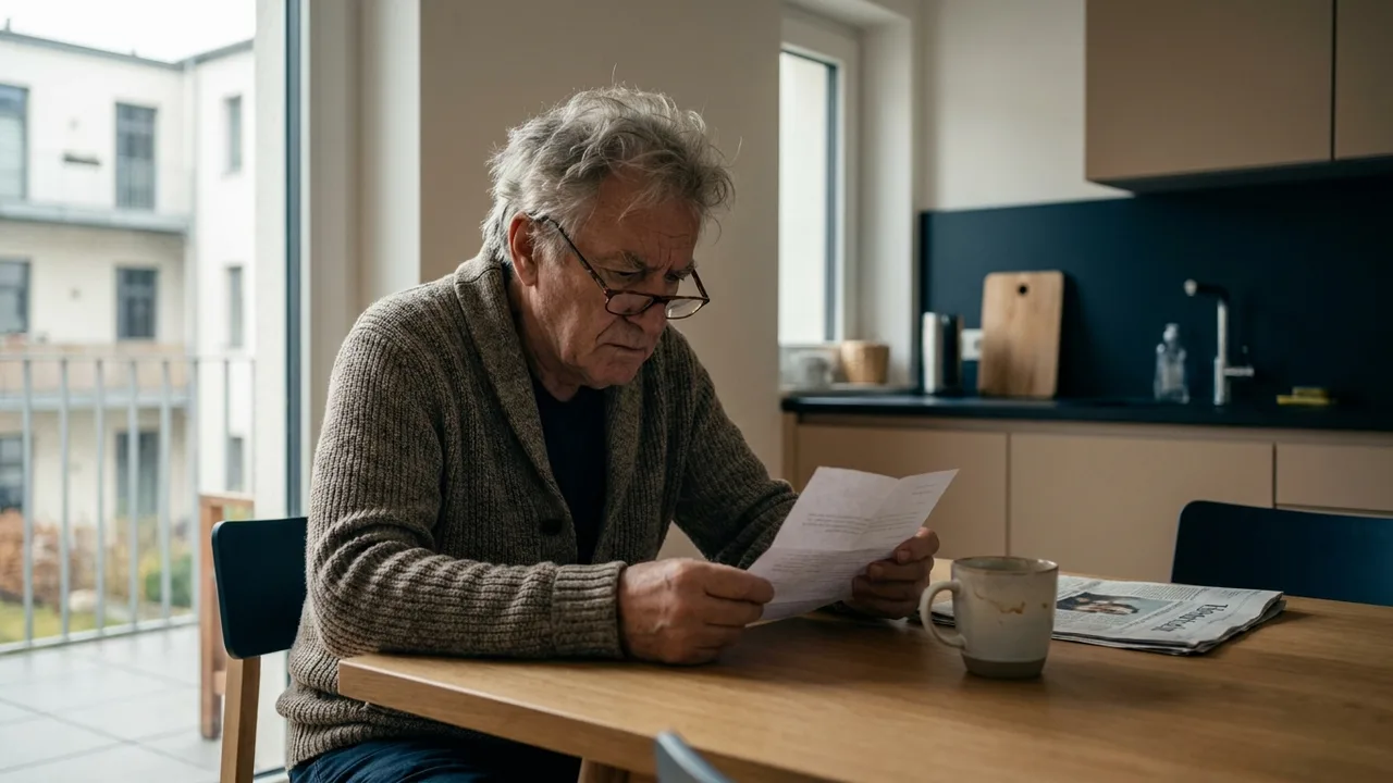 Betriebsrentner liest ein Schreiben nach der Insolvenz seines früheren Arbeitgebers