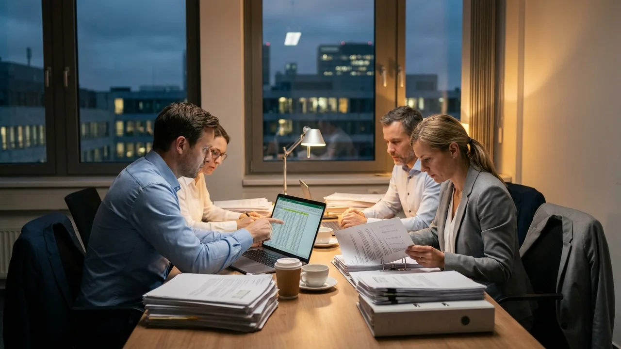 Prüfungsteam bei der Due Diligence im Datenraum