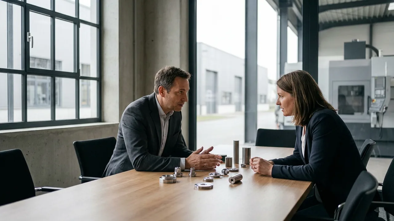 Verhandlung zwischen Einkäufer und Lieferant am Konferenztisch