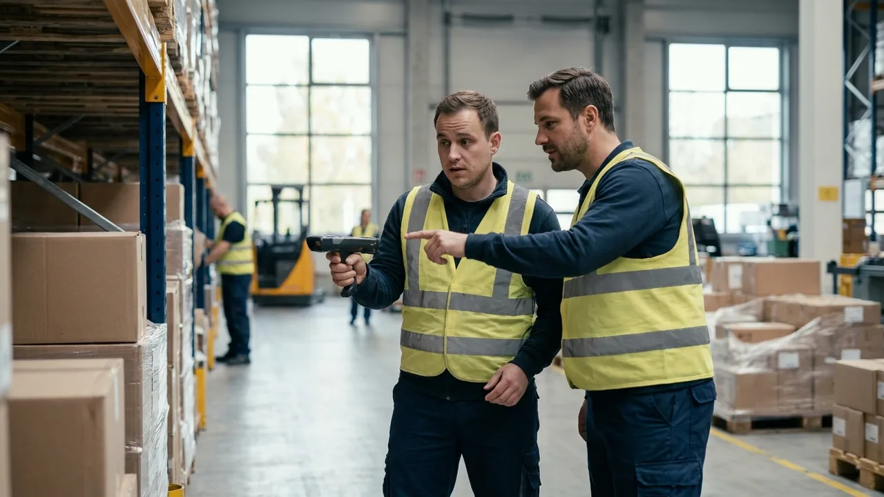 Lagermitarbeiter arbeitet nach dem Go-live mit dem neuen Scanner
