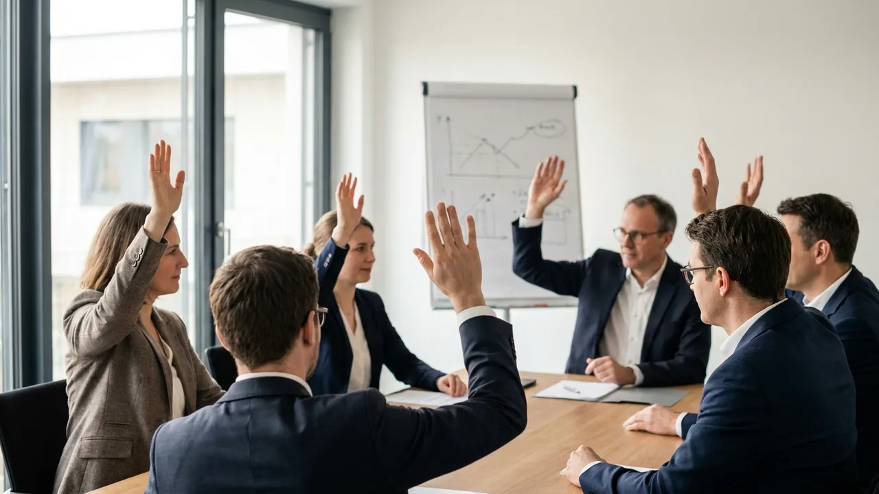 Gesellschafterversammlung stimmt per Handzeichen über eine Zustimmung ab