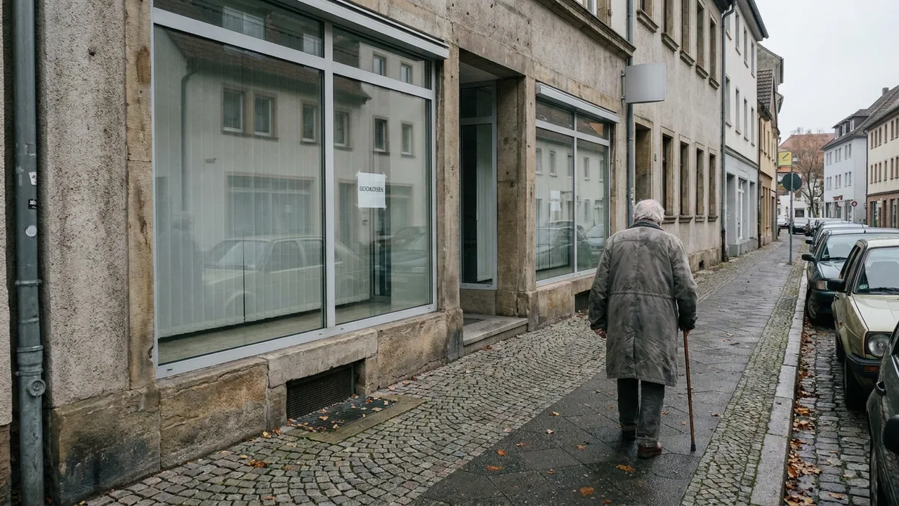 Geschlossene Bankfiliale in einer deutschen Kleinstadt