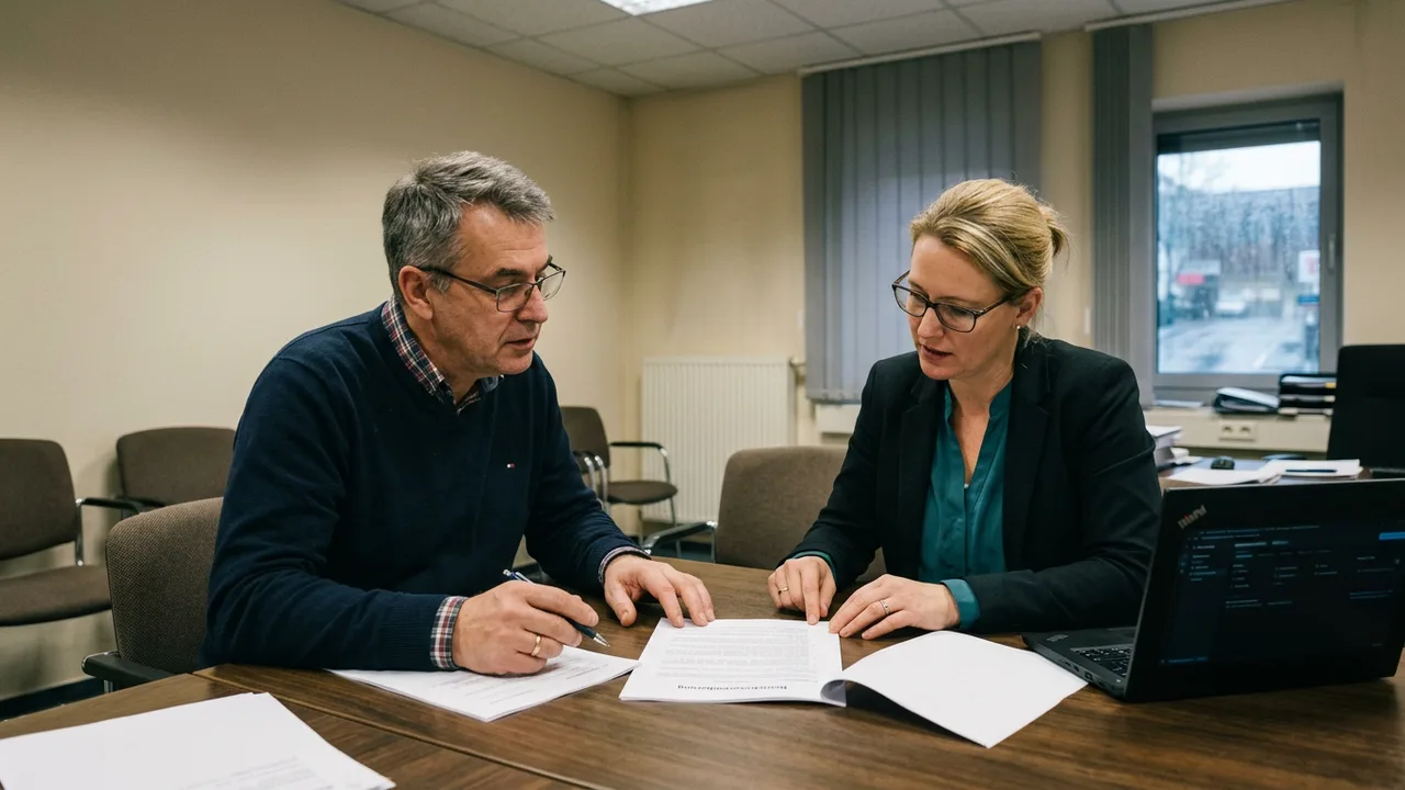 Betriebsrat und Personalabteilung besprechen eine Betriebsvereinbarung am Tisch.