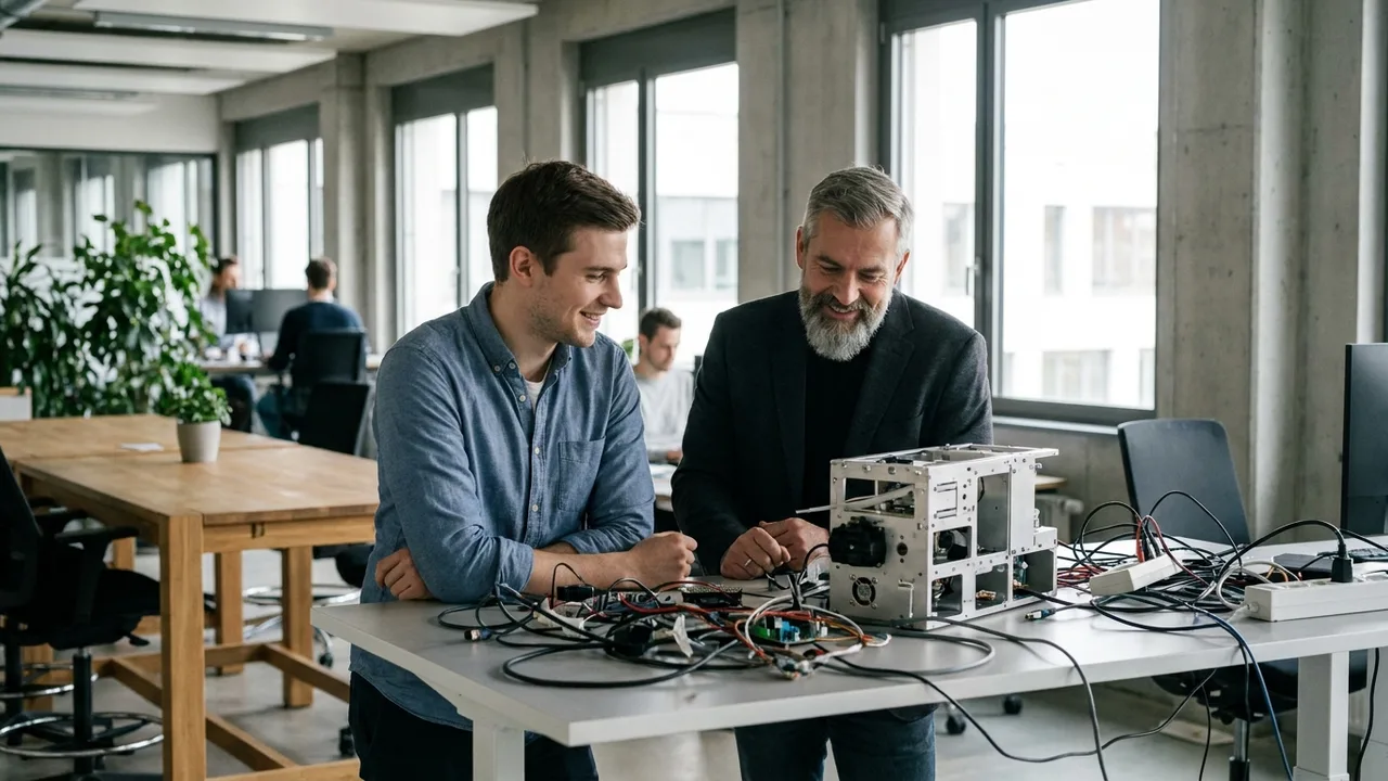 Gründer und Mitarbeiterin besprechen eine Beteiligung am Unternehmen