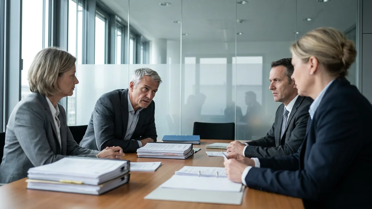 Kreditgespräch zwischen Unternehmer und Bank in der Krise