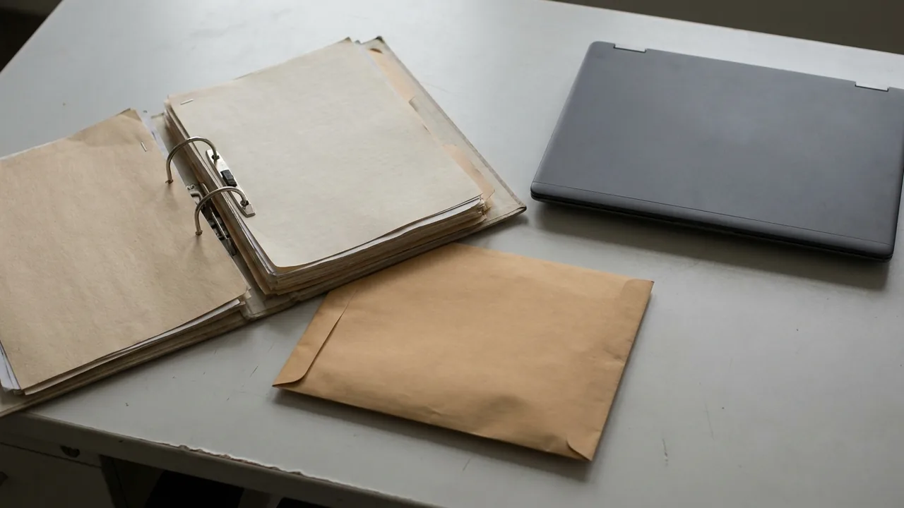 Ein Aktenordner mit Satzung und Behördenschreiben liegt aufgeschlagen neben einem Laptop.