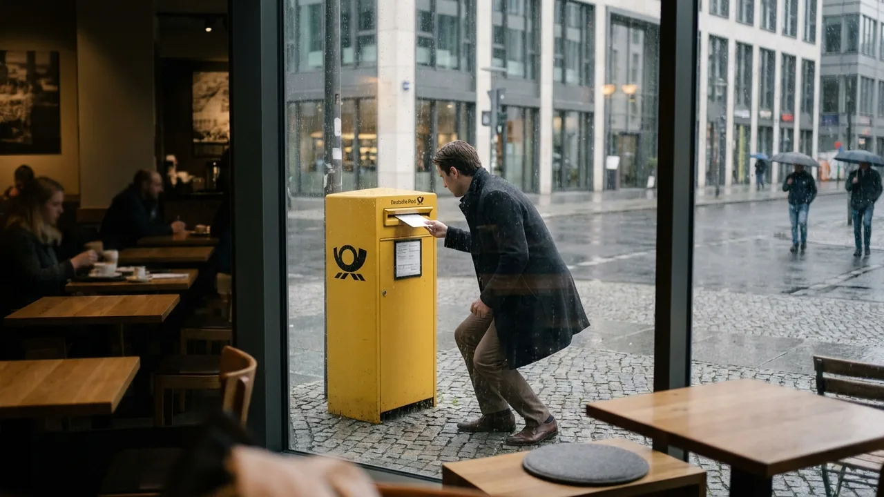 Einwurf eines formellen Schreibens in einen Briefkasten